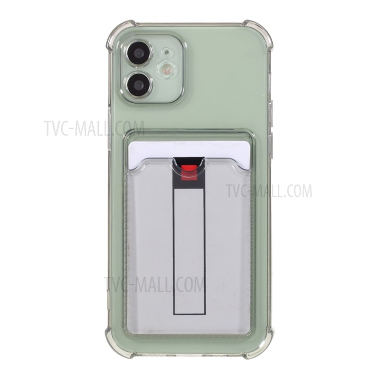 Soft TPU Anti-Scratch Shockproof Protective Case with Card Holder Slot for iPhone 12 mini 5.4 inch - Transparent Black-2