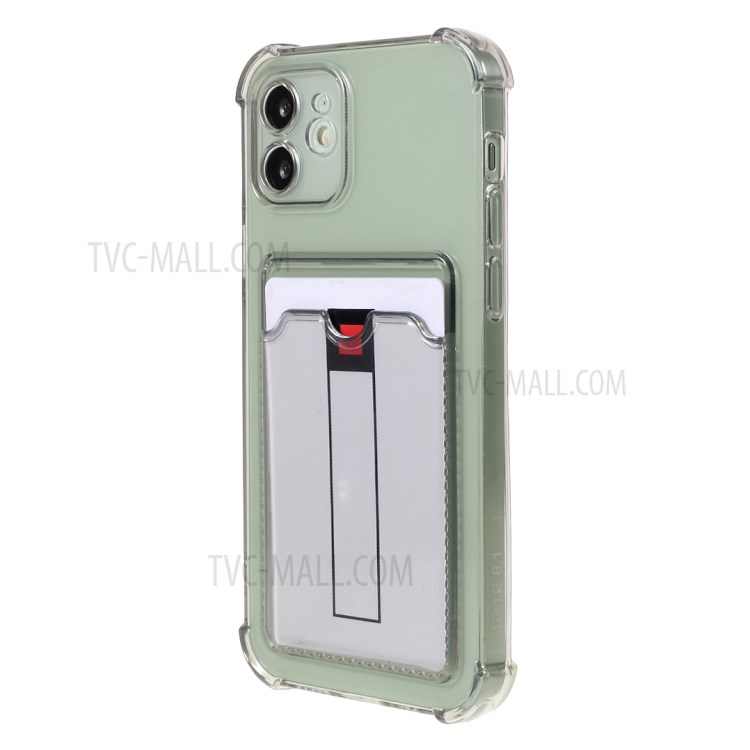 Soft TPU Anti-Scratch Shockproof Protective Case with Card Holder Slot for iPhone 12 mini 5.4 inch - Transparent Black-3