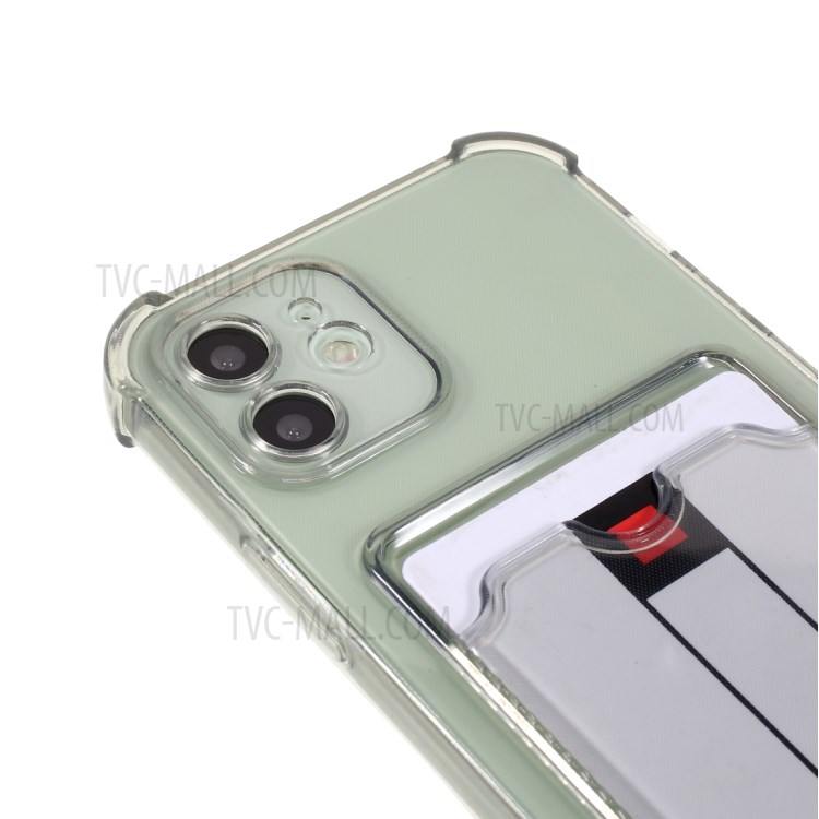 Soft TPU Anti-Scratch Shockproof Protective Case with Card Holder Slot for iPhone 12 mini 5.4 inch - Transparent Black-6