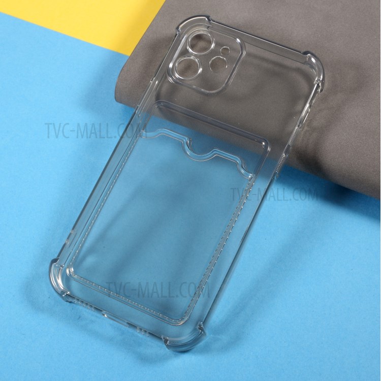 Soft TPU Anti-Scratch Shockproof Protective Case with Card Holder Slot for iPhone 12 mini 5.4 inch - Transparent Black-8