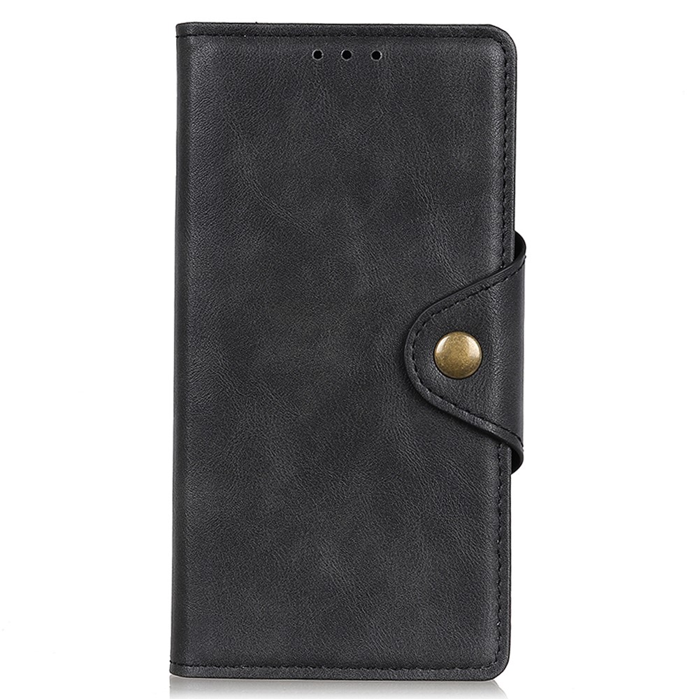 Magnetic Brass Buckle Leather Wallet Phone Case Cover for iPhone 13 Pro 6.1 inch - Black-2