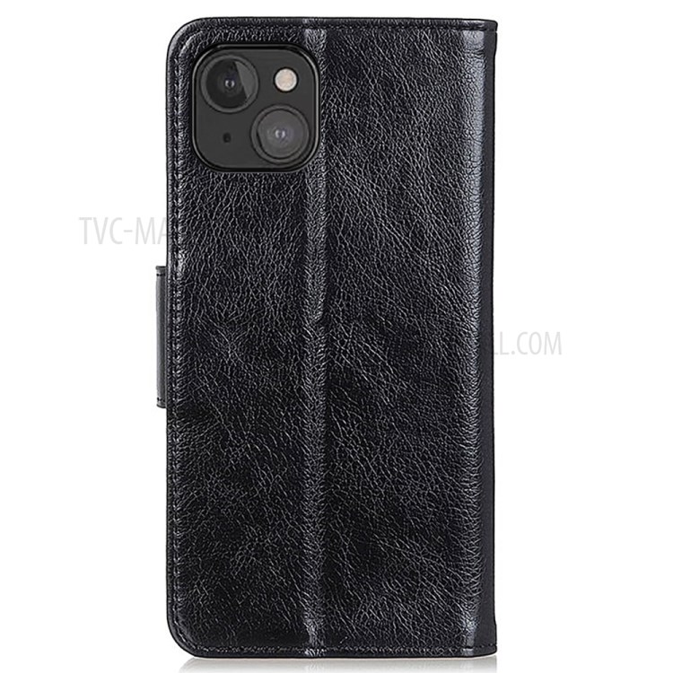Nappa Texture Magnetic Clasp Split Leather Stand Wallet Phone Cover Case for iPhone 13 6.1 inch - Black-3