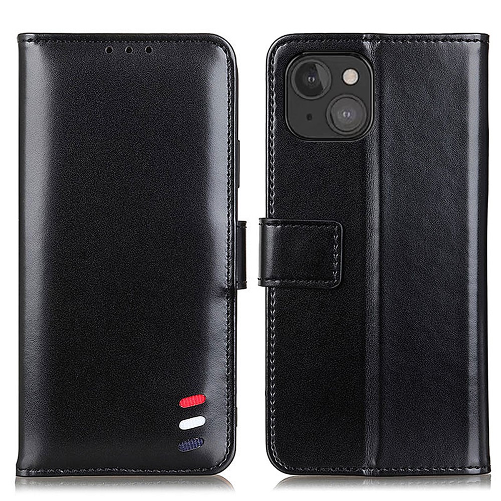 Smooth Surface PU Leather Wallet Case with Stand for iPhone 13 6.1 inch Mobile Phone Shell - Black-1