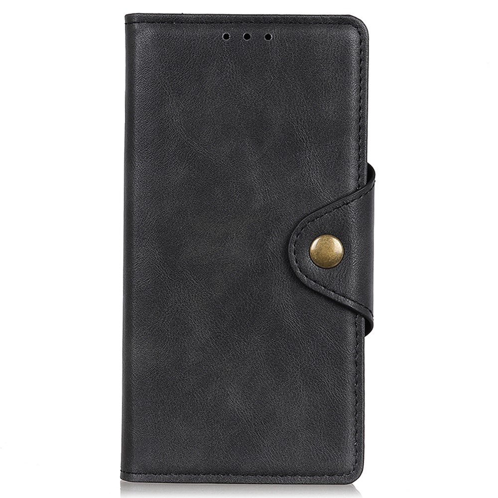 Leather Wallet Stand Phone Case with Magnetic Brass Buckle for iPhone 13 mini 5.4 inch - Black-2