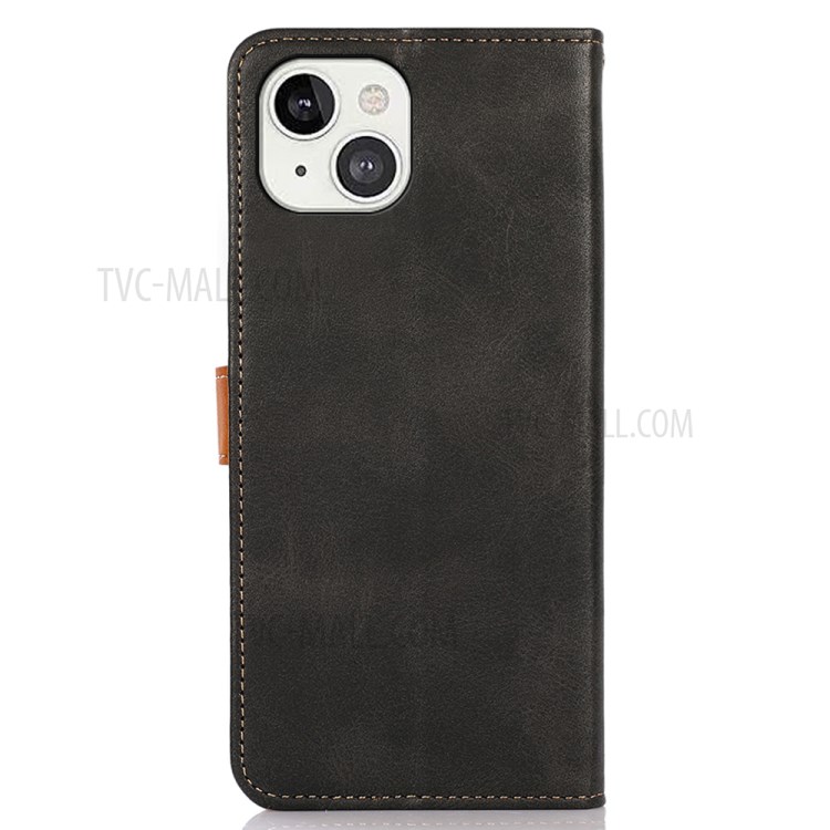 KHAZNEH Golden Magnetic Clasp Design Wallet Leather Phone Stand Case Shell for iPhone 13 mini 5.4 inch - Black-3