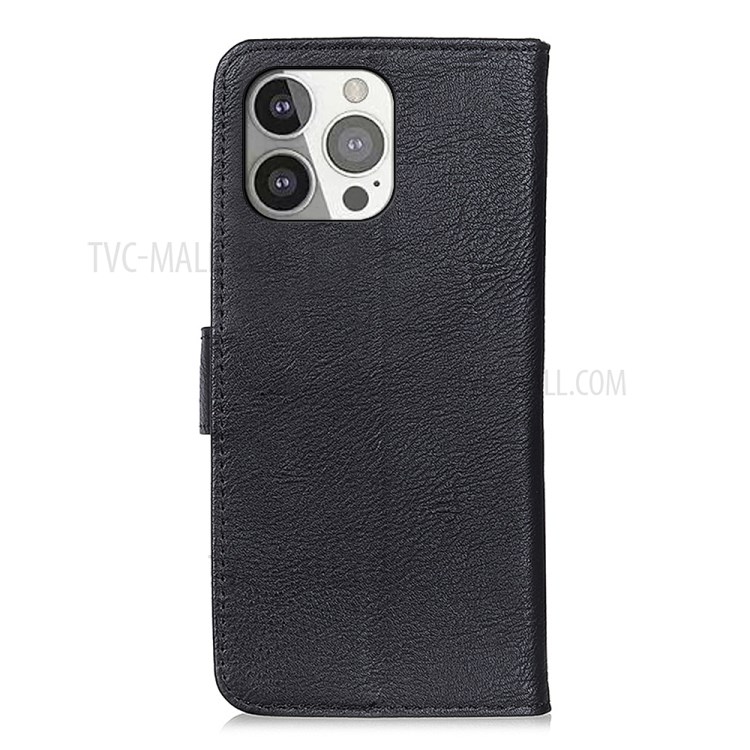 KHAZNEH PU Leather Wallet Stand Design Protective Phone Cover Case for iPhone 13 Pro 6.1 inch - Black-3