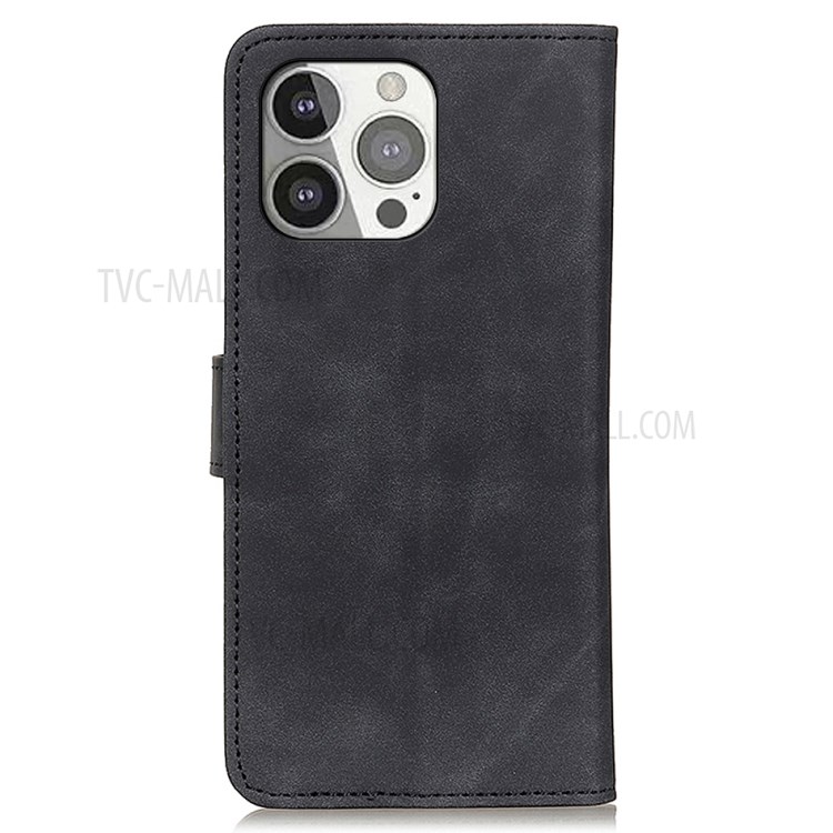 KHAZNEH Vintage Style Leather Stand Case Wallet Phone Cover Shell for iPhone 13 Pro 6.1 inch - Black-3