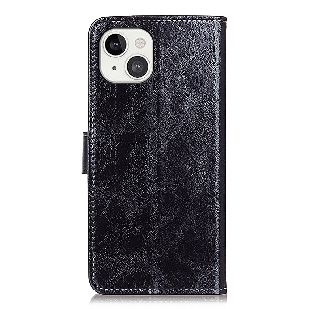 Crazy Horse Texture Retro Style Leather Wallet Stand Phone Case for iPhone 13 6.1-inch - Black-3