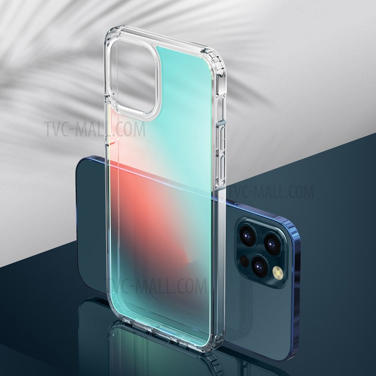 FUKELAI Optical Ice Crystal Series Shockproof Clear Dual Layer Hard PC + Flexible TPU Rubber Cover for iPhone 12 Pro Max 6.7 inch - Golden Light-3
