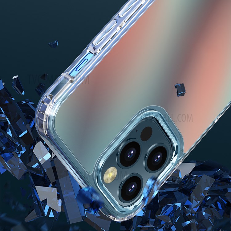 FUKELAI Optical Ice Crystal Series Shockproof Clear Dual Layer Hard PC + Flexible TPU Rubber Cover for iPhone 12 Pro Max 6.7 inch - Golden Light-5
