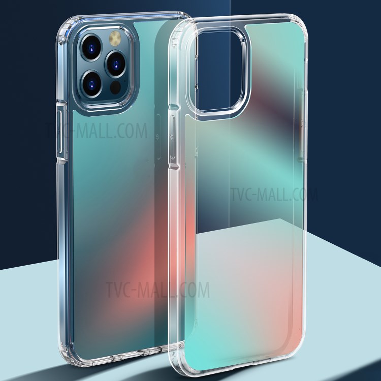 FUKELAI Optical Ice Crystal Series Shockproof Clear Dual Layer Hard PC + Flexible TPU Rubber Cover for iPhone 12 Pro Max 6.7 inch - Golden Light-6