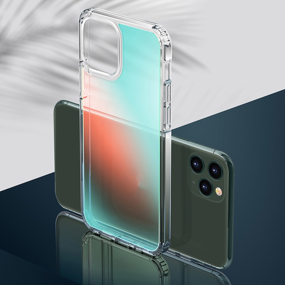 FUKELAI Optical Ice Crystal Series Clear Colorful Transparent Slim Fit Shockproof PC TPU Protective Cover for iPhone 11 Pro Max 6.5 inch - Green Light-3