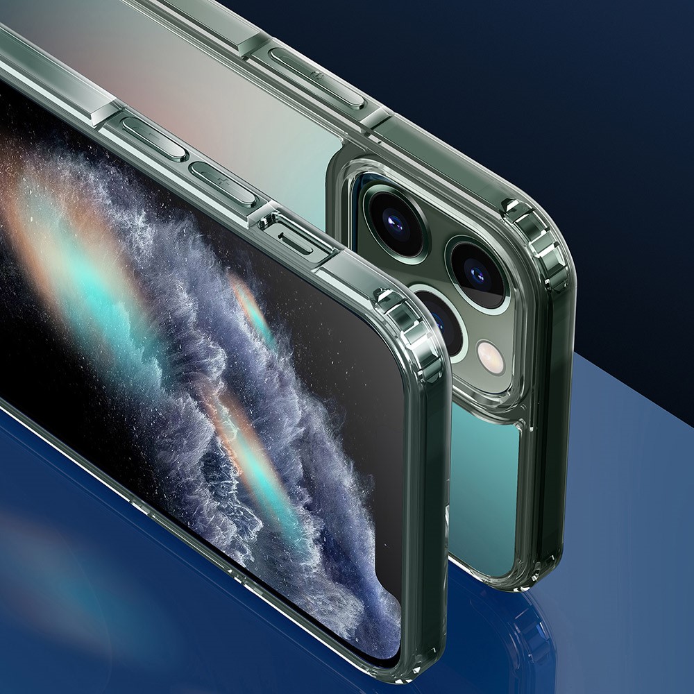 FUKELAI Optical Ice Crystal Series Clear Colorful Transparent Slim Fit Shockproof PC TPU Protective Cover for iPhone 11 Pro Max 6.5 inch - Green Light-7