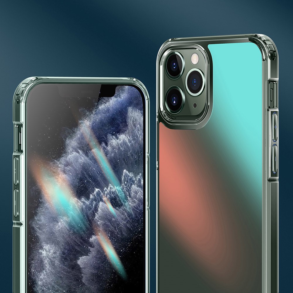 FUKELAI Optical Ice Crystal Series Clear Colorful Transparent Slim Fit Shockproof PC TPU Protective Cover for iPhone 11 Pro Max 6.5 inch - Green Light-8