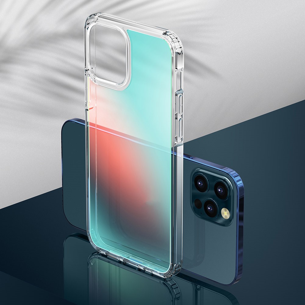 FUKELAI Optical Ice Crystal Series Color Changing Neon Luster Shockproof PC + TPU Protective Case for iPhone 12 Pro 6.1 inch - Golden Light-3