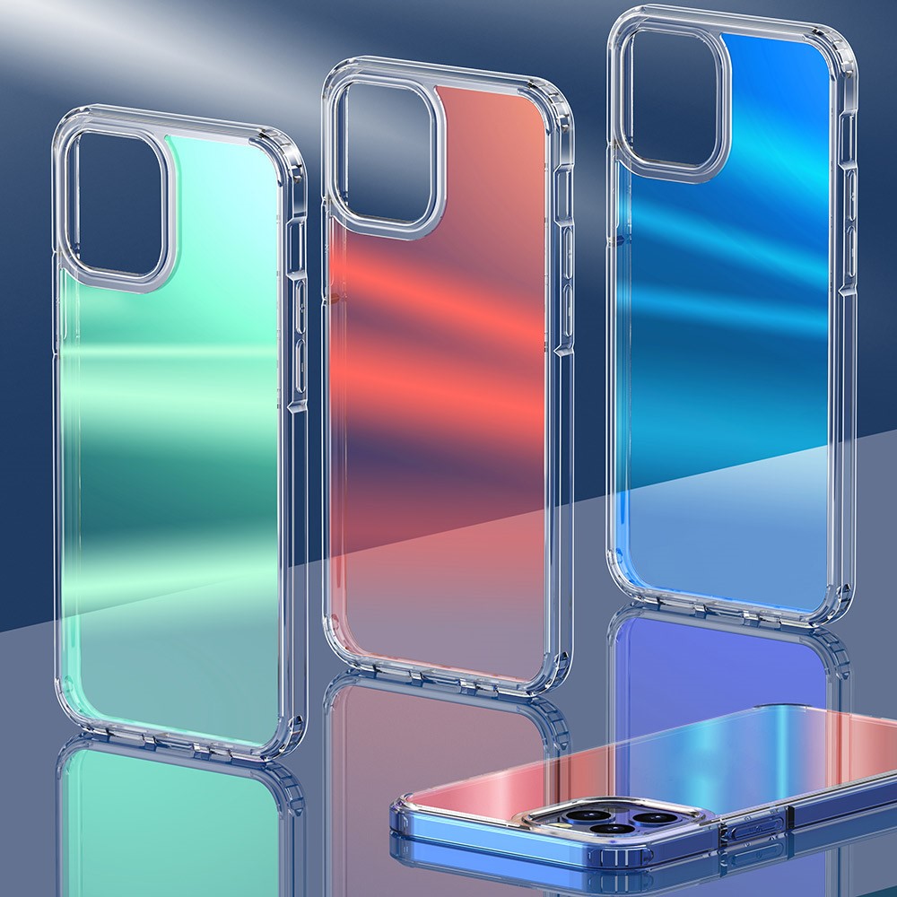 FUKELAI Optical Ice Crystal Series Color Changing Neon Luster Shockproof PC + TPU Protective Case for iPhone 12 Pro 6.1 inch - Golden Light-9