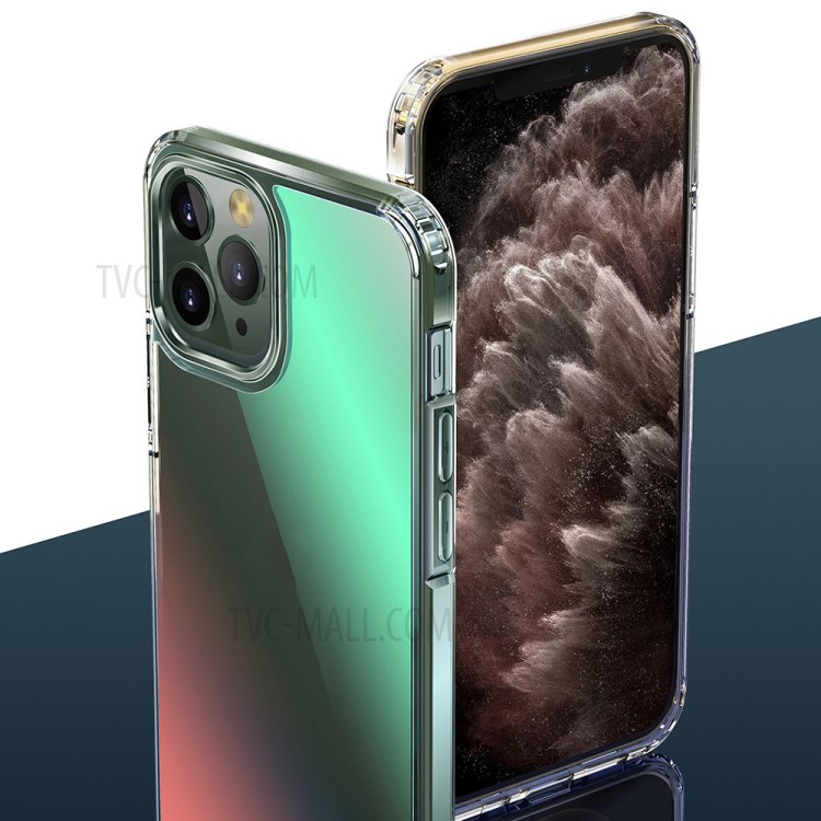 FUKELAI Optical Ice Crystal Series Colorful Clear Slim Shockproof PC TPU Bumper Case for iPhone 11 Pro 5.8 inch - Green Light-3