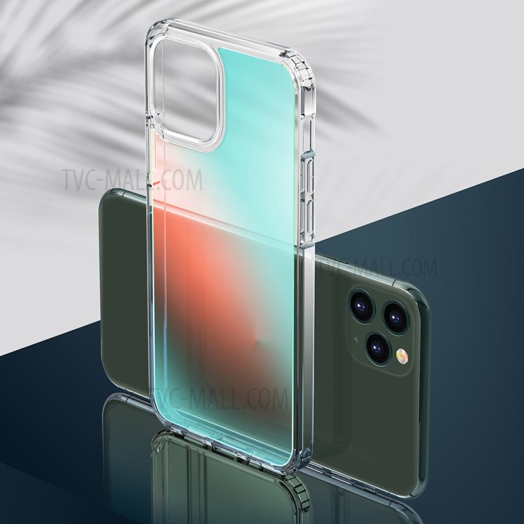 FUKELAI Optical Ice Crystal Series Colorful Clear Slim Shockproof PC TPU Bumper Case for iPhone 11 Pro 5.8 inch - Green Light-4