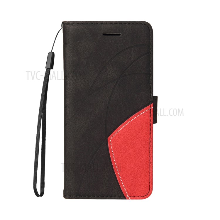 Bi-colour Splicing Style Stand Wallet Leather Phone Case with Strap for iPhone 12 Pro Max 6.7 inch - Black-2