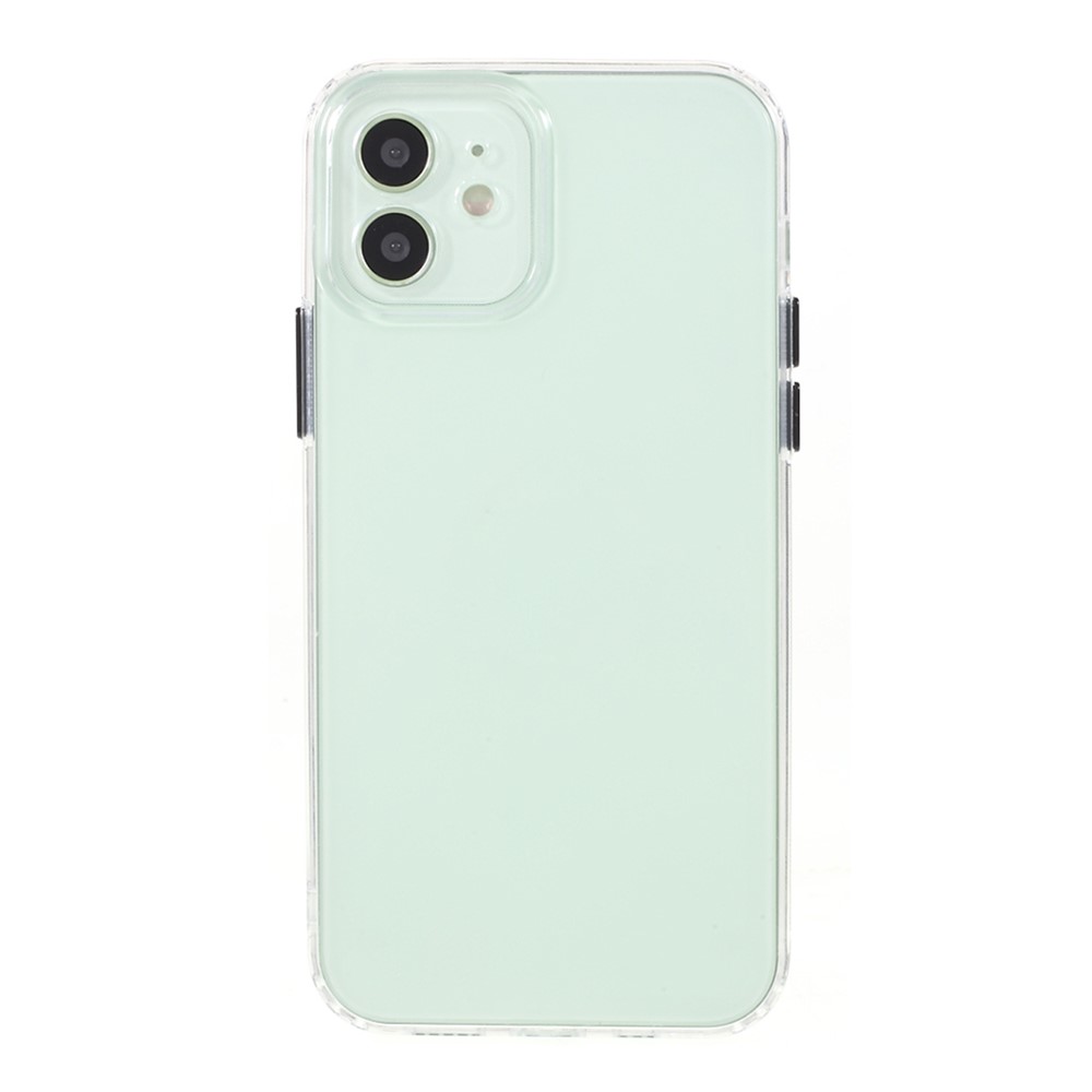 Matte Surface TPU + Acrylic Hybrid Case Phone Cover for iPhone 12 6.1 inch - Black Button-2