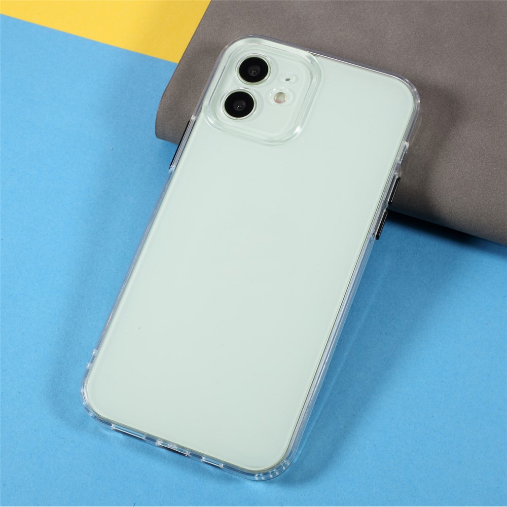 Matte Surface TPU + Acrylic Hybrid Case Phone Cover for iPhone 12 6.1 inch - Black Button-3