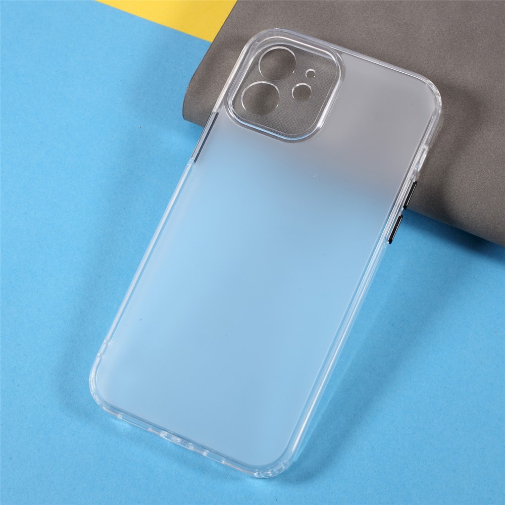 Matte Surface TPU + Acrylic Hybrid Case Phone Cover for iPhone 12 6.1 inch - Black Button-4