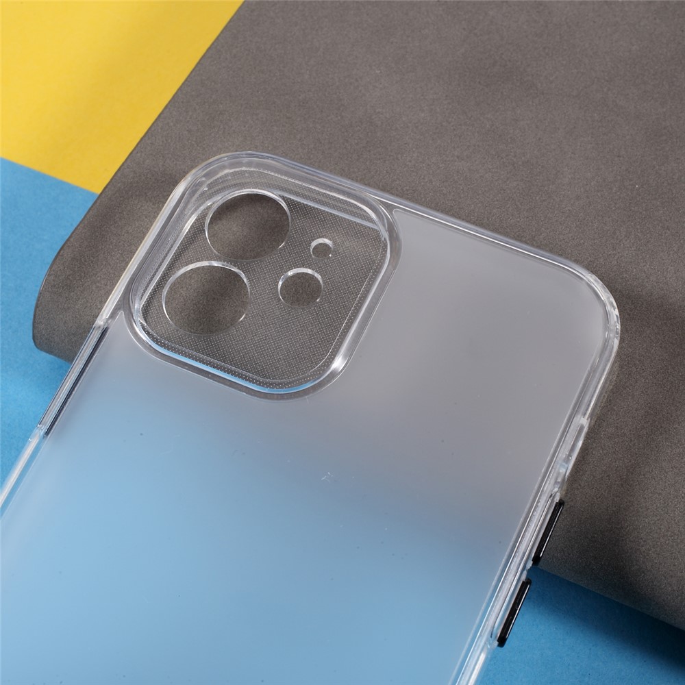 Matte Surface TPU + Acrylic Hybrid Case Phone Cover for iPhone 12 6.1 inch - Black Button-5