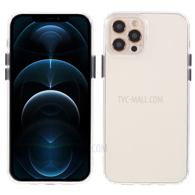 Matte Surface TPU + Acrylic Phone Protective Case for iPhone 12 Pro 6.1 inch - Black Button-1