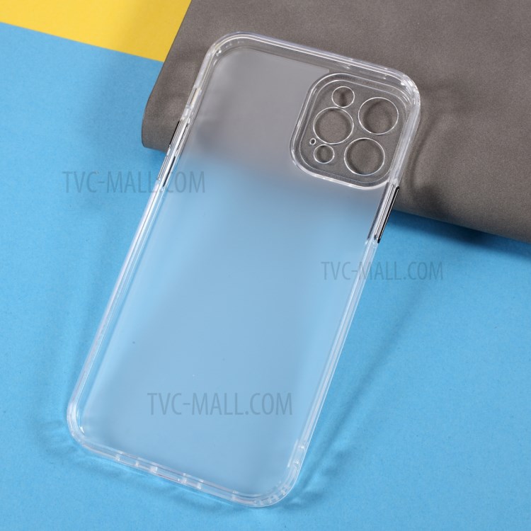 Matte Surface TPU + Acrylic Phone Protective Case for iPhone 12 Pro 6.1 inch - Black Button-7