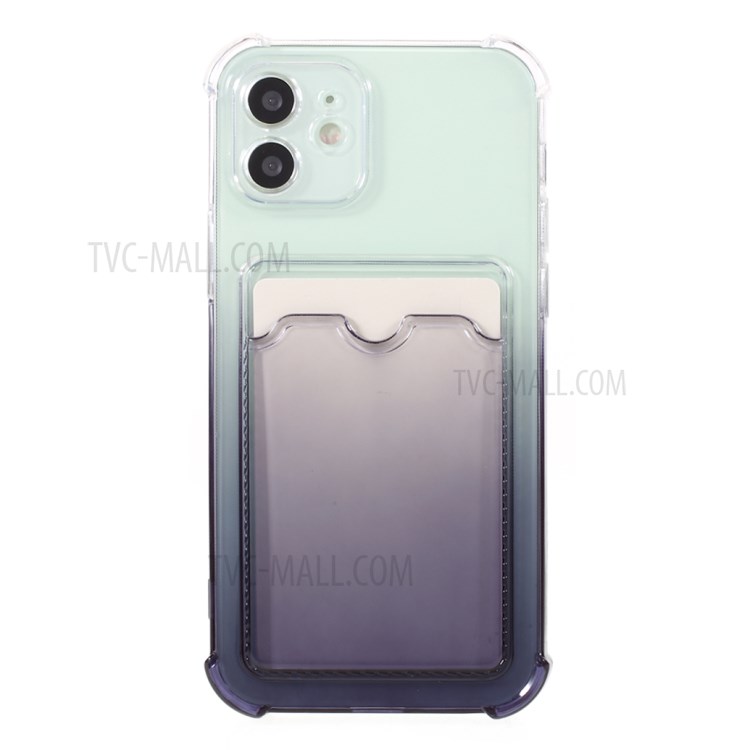 Gradient Color Design Flexible TPU Phone Case Shell with Card Holder for iPhone 12 6.1 inch - Black-2