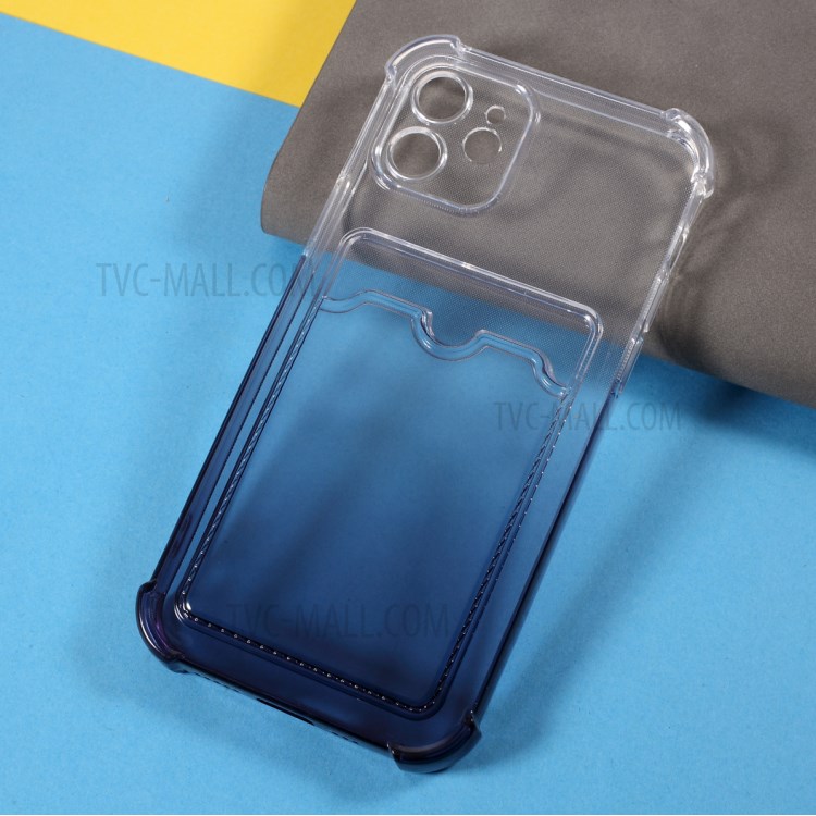 Gradient Color Design Flexible TPU Phone Case Shell with Card Holder for iPhone 12 6.1 inch - Black-4