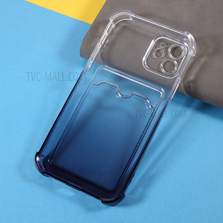 Gradient Color Design Flexible TPU Phone Case Shell with Card Holder for iPhone 12 6.1 inch - Black-6