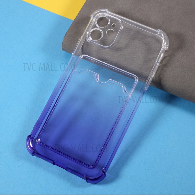 Drop-proof Gradient Color Design Card Holder Cover TPU Phone Case Shell for iPhone 11 6.1 inch - Purple-4