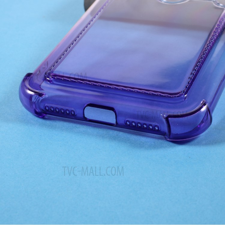 Drop-proof Gradient Color Design Card Holder Cover TPU Phone Case Shell for iPhone 11 6.1 inch - Purple-6