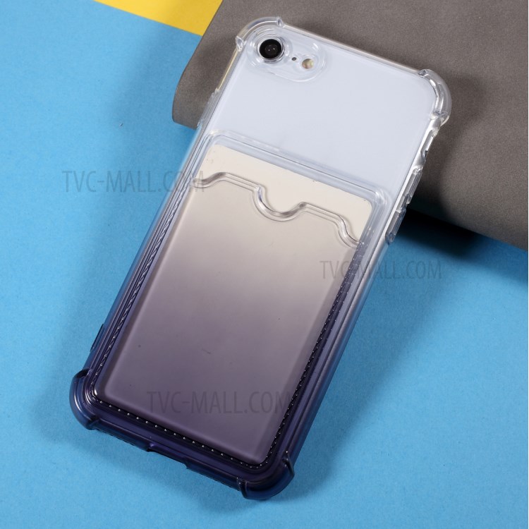 Gradient Color Card Slot Anti-Drop TPU Phone Case Protective Cover for iPhone 7/8/SE (2nd Generation) - Black-3