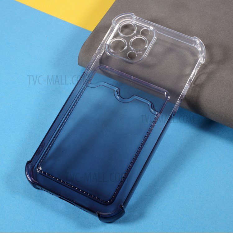 Gradient Color Design Precise Cutout Soft TPU Phone Case with Card Holder for iPhone 12 Pro - Black-4