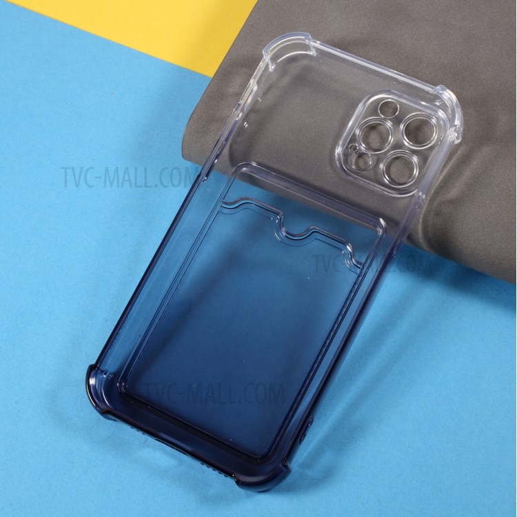Gradient Color Design Precise Cutout Soft TPU Phone Case with Card Holder for iPhone 12 Pro - Black-7