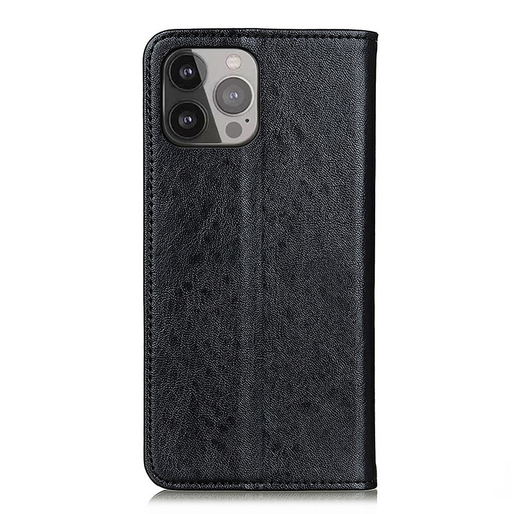 Crazy Horse Texture Auto-absorbed Wallet Leather Phone Stand Case for iPhone 13 Pro Max 6.7-inch - Black-3