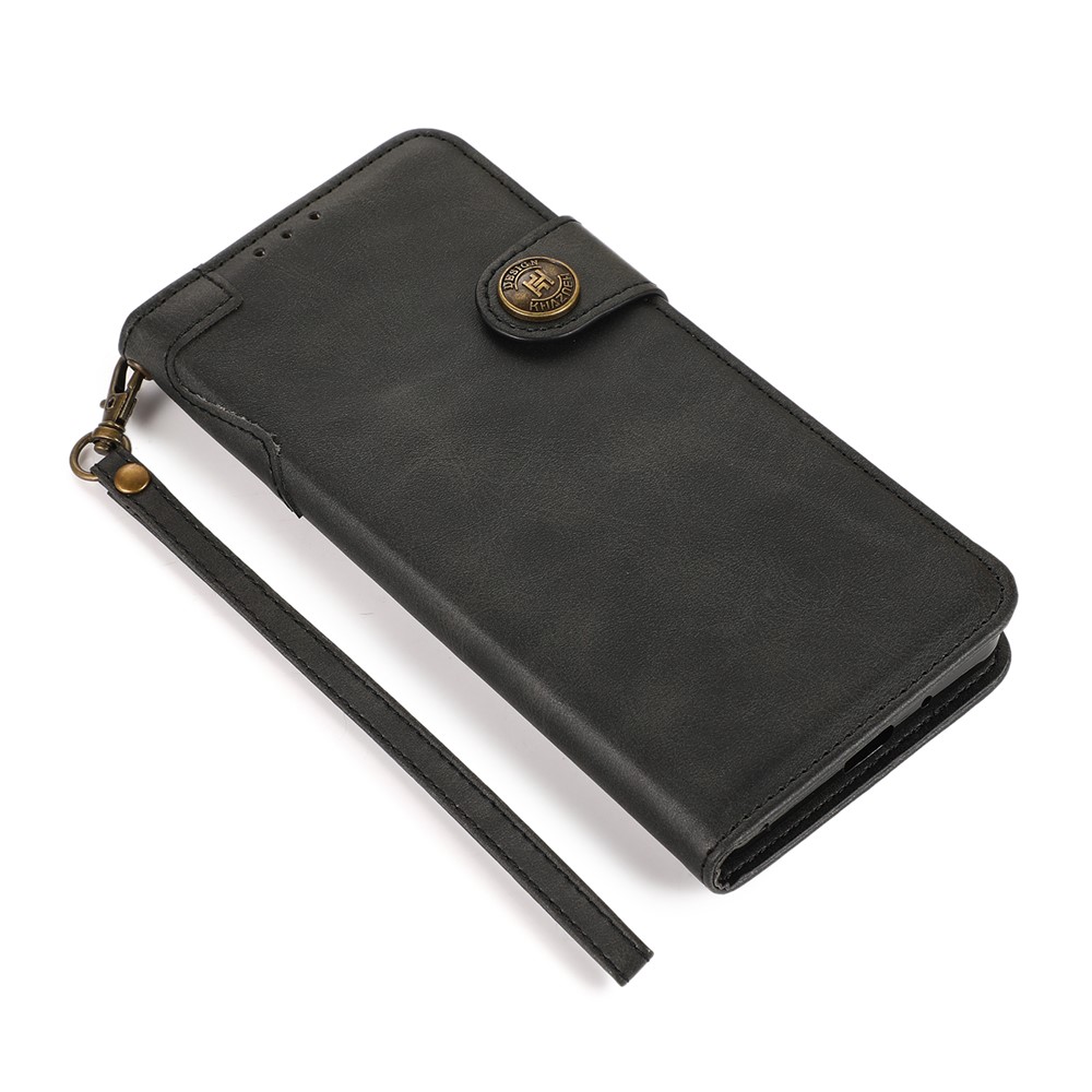 KHAZNEH Drop-Proof Leather Phone Wallet Stand Case Shell with Handy Strap for iPhone 13 Pro Max 6.7 inch - Black-6