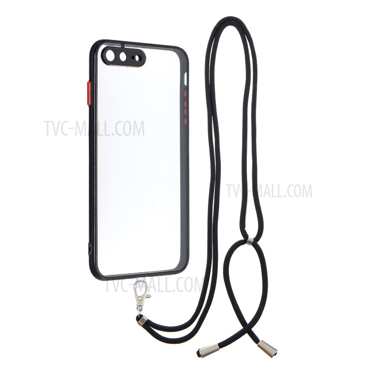 Solid Acrylic Back Reinforced Soft TPU Frame Ultra Clear Back Cover with Adjustable Lanyard for iPhone 7 Plus 5.5 inch / 8 Plus 5.5 inch - Black-1