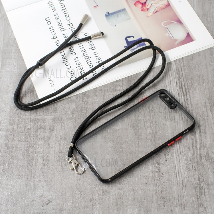 Solid Acrylic Back Reinforced Soft TPU Frame Ultra Clear Back Cover with Adjustable Lanyard for iPhone 7 Plus 5.5 inch / 8 Plus 5.5 inch - Black-2
