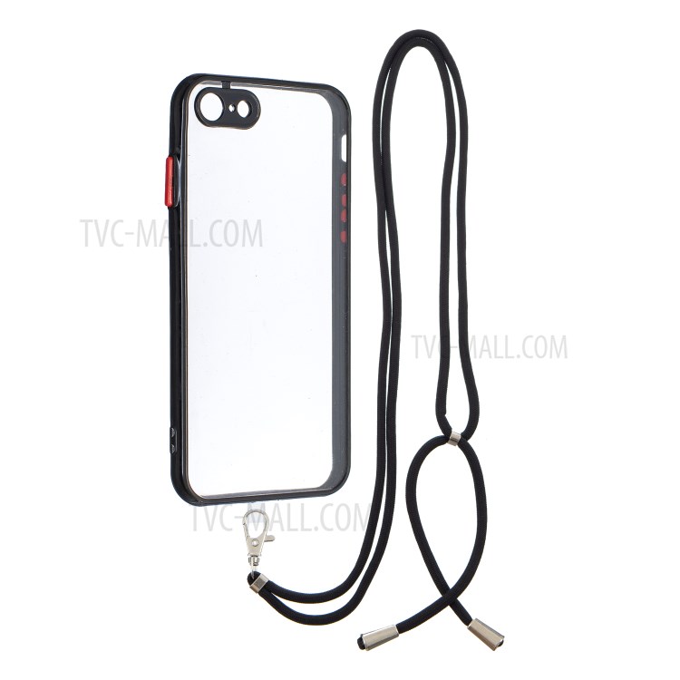 Clear Slim Precise Cut-out TPU Bumper Acrylic Back Cover with Adjustable Lanyard for iPhone 7 4.7 inch / 8 4.7 inch / SE (2nd Generation) - Black-1