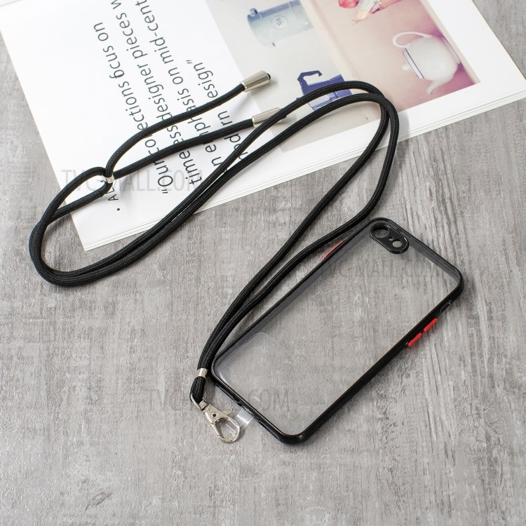 Clear Slim Precise Cut-out TPU Bumper Acrylic Back Cover with Adjustable Lanyard for iPhone 7 4.7 inch / 8 4.7 inch / SE (2nd Generation) - Black-2