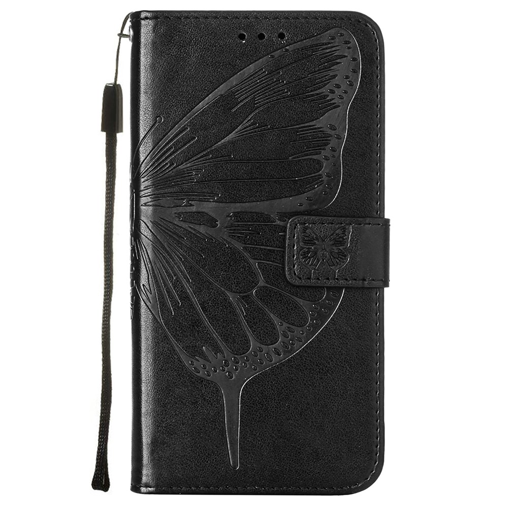 Full Protective Imprint Butterfly Flower Pattern Wallet Stand Leather Phone Case for iPhone 13 Pro 6.1 inch - Black-2