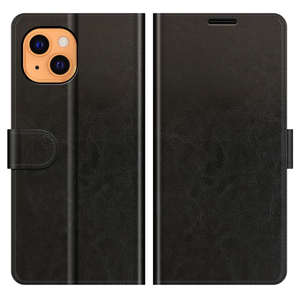 Crazy Horse Texture Folio Flip Leather Wallet Protective Stand Case for iPhone 13 mini 5.4 inch - Black-1