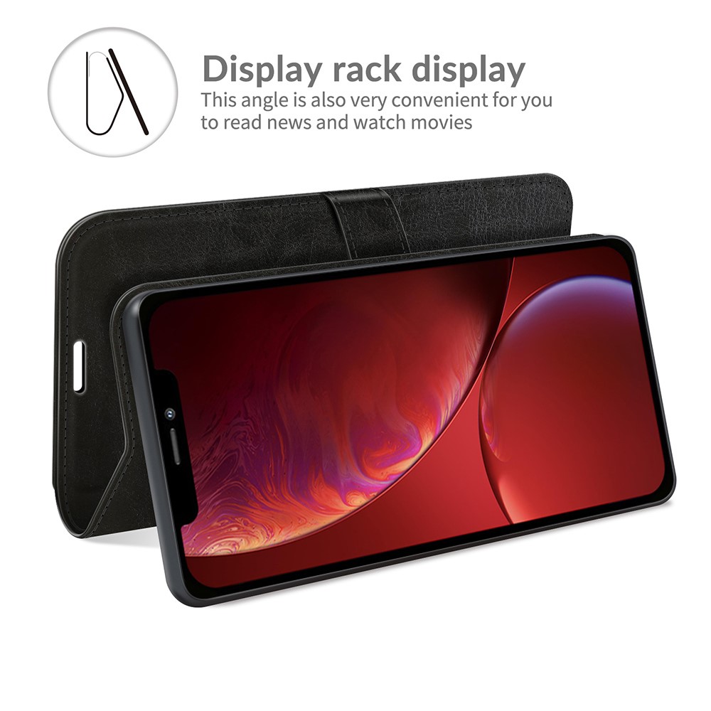 Crazy Horse Texture Folio Flip Leather Wallet Protective Stand Case for iPhone 13 mini 5.4 inch - Black-3