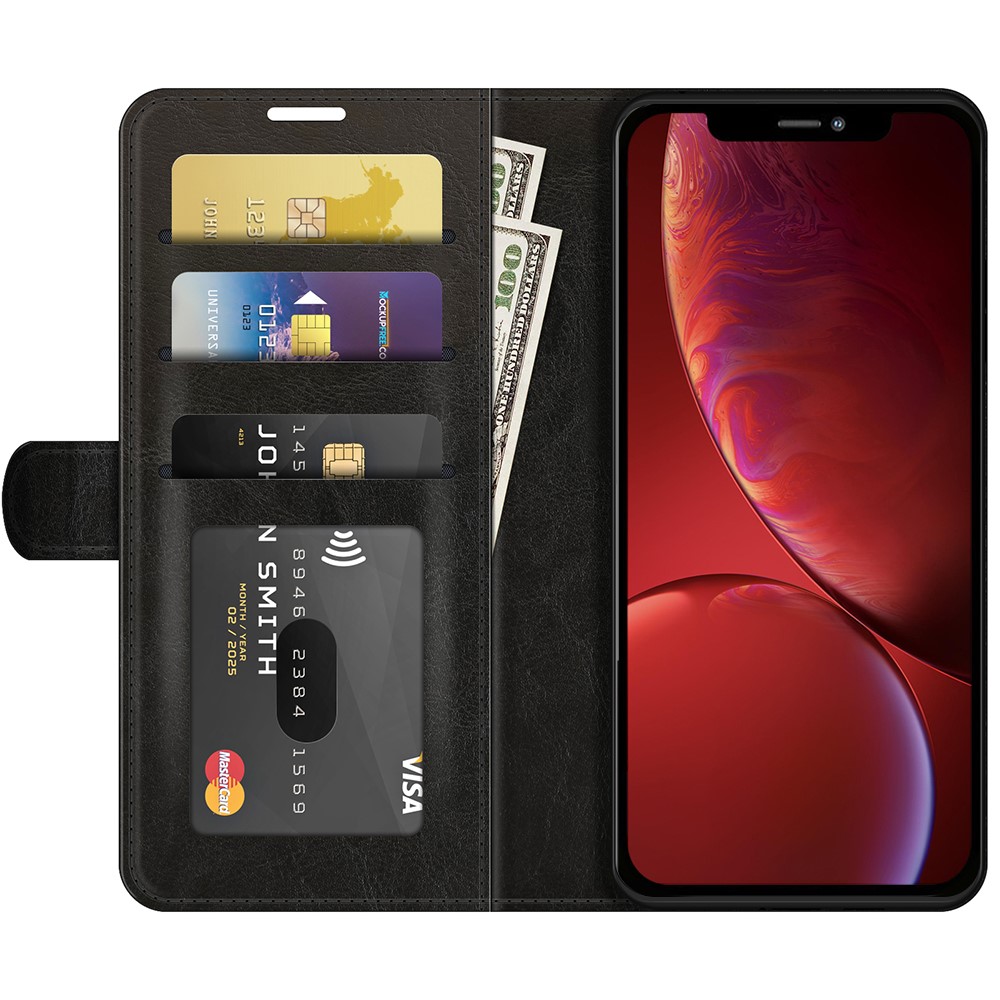 Crazy Horse Texture Folio Flip Leather Wallet Protective Stand Case for iPhone 13 mini 5.4 inch - Black-7
