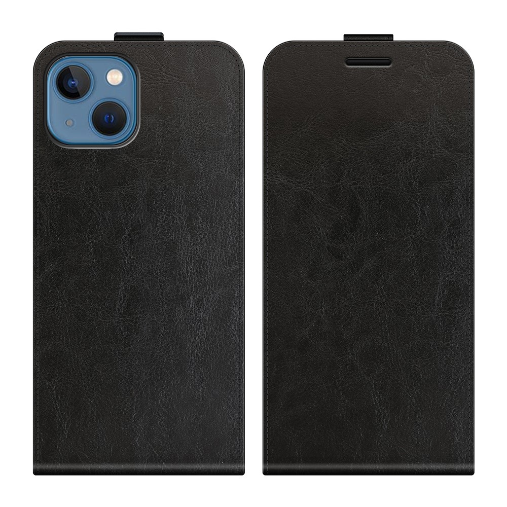Crazy Horse Texture Vertical Flip PU Leather Phone Case with Card Slot for iPhone 13 mini 5.4 inch - Black-1
