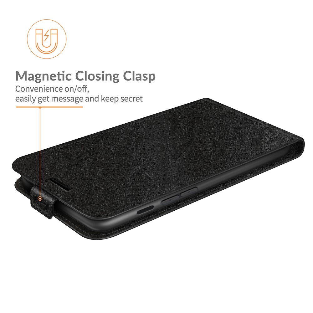 Crazy Horse Texture Flip PU Peth Pethe Pelle Custodia Con Slot Per Schede Per Iphone 13 Mini 5,4 Pollici - Nero