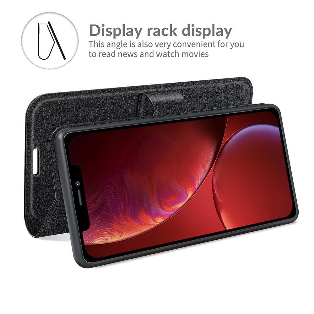 Litchi Texture Wallet Stand Design Leather Case for iPhone 13 6.1 inch - Black-3